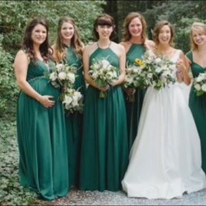 A-Line Scoop Neck Floor-Length Chiffon Dress